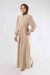 Sleeves Pleated Dress Abaya Cream - Thumbnail