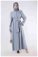 Zulays - Sleeves Pleated Dress Abaya Gray