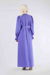Sleeves Pleated Dress Abaya Lilac - Thumbnail
