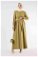 Zulays - Sleeves Pleated Dress Abaya Oil Green