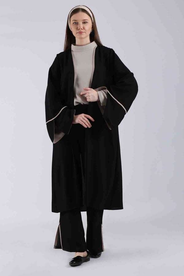 Zulays - Slit Abaya Suit Black