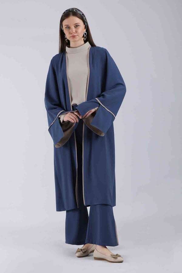 Zulays - Slit Abaya Suit İndigo