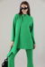 Spanish Trousers Asymmetrical Suit Green - Thumbnail