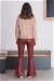 Spanish Leg Leather Trousers Burgundy - Thumbnail