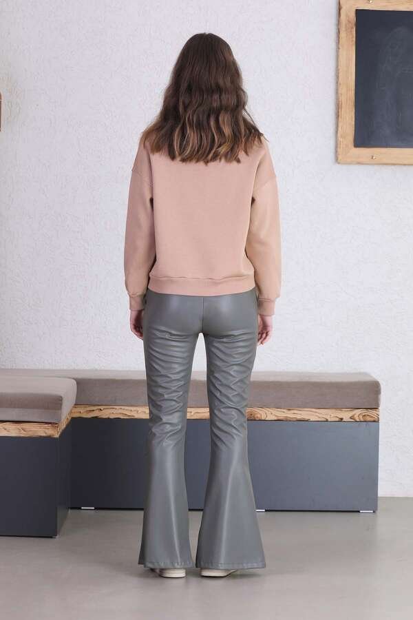 Spanish Leg Leather Trousers Gray