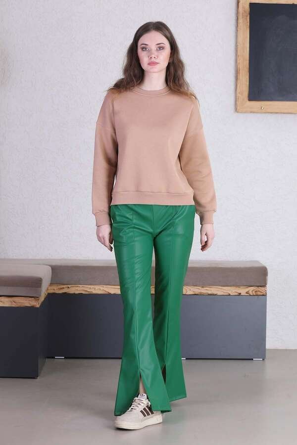 Spanish Leg Leather Trousers Green