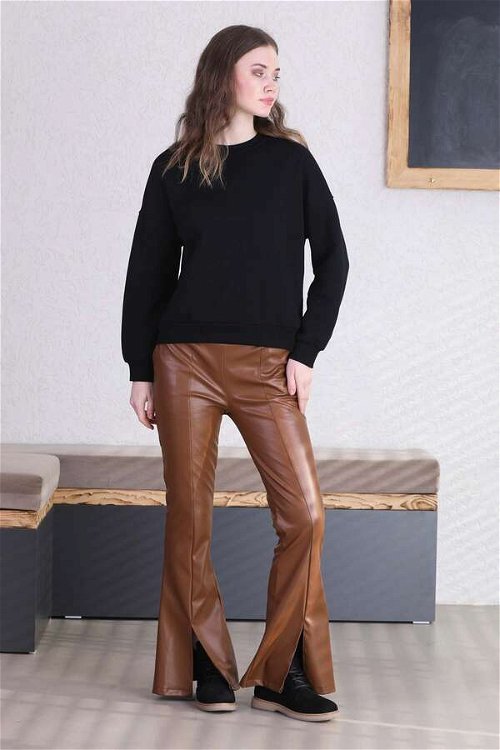 Spanish Leg Leather Trousers Tan