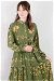 Spring Patterned Dress Green - Thumbnail