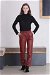 Seam Marked Leather Trousers Burgundy - Thumbnail