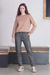 Seam Marked Leather Trousers Gray - Thumbnail