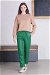 Seam Marked Leather Trousers Green - Thumbnail