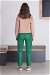 Seam Marked Leather Trousers Green - Thumbnail