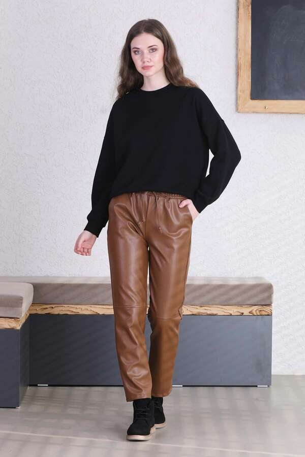 Zulays - Seam Marked Leather Trousers Tan