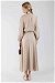 Stone Printed Skirt Suit Beige - Thumbnail