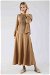 Stone Printed Skirt Suit Camel - Thumbnail