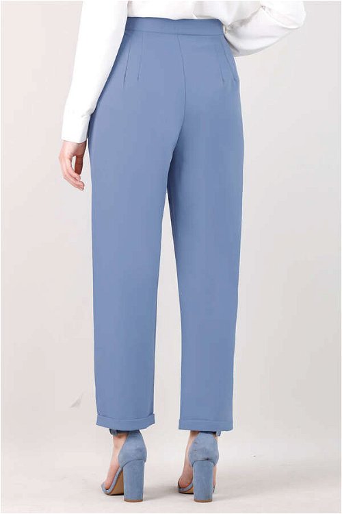 Straight Fabric Trousers Blue