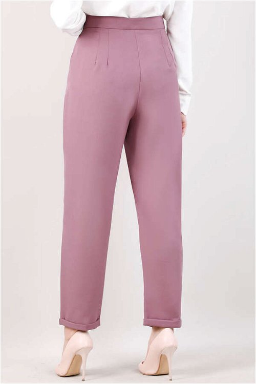Straight Fabric Trousers Dried Rose