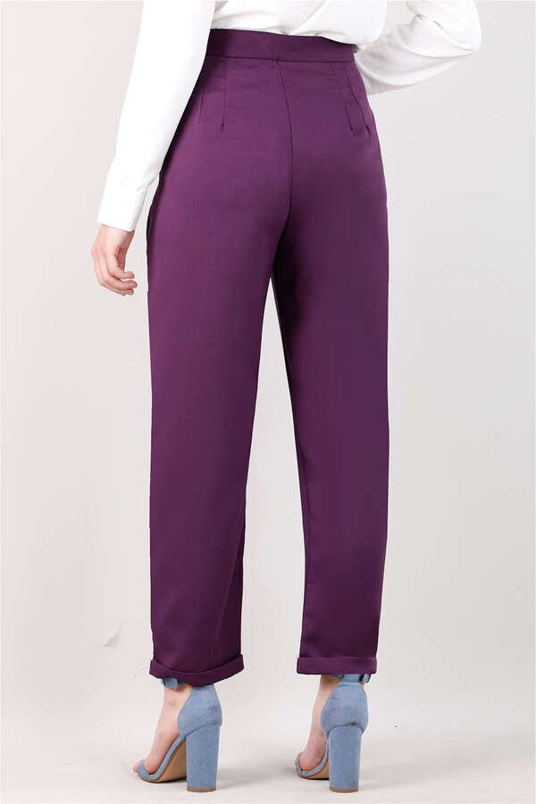 Straight Fabric Trousers Purple