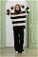 Striped Knitwear Suit Black - Thumbnail
