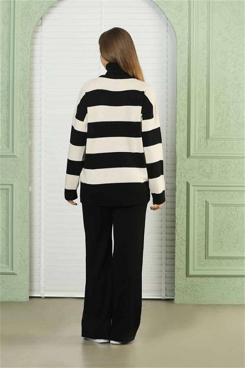 Striped Knitwear Suit Black