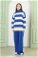 Striped Knitwear Suit Sax - Thumbnail
