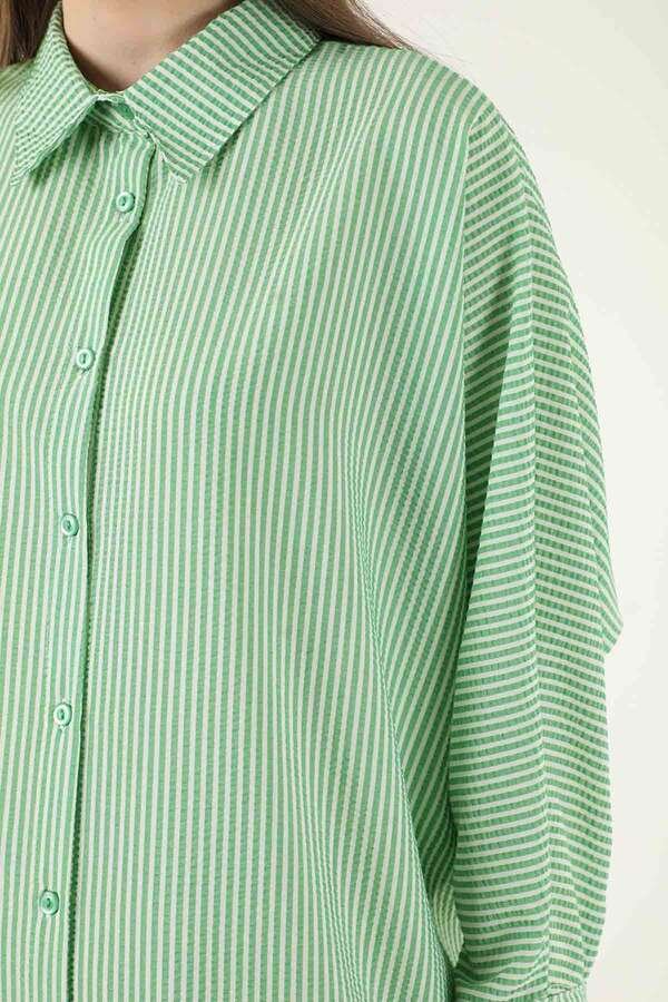 Striped Long Tunic Shirt Green