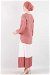 Striped Skirt Suit Dried Rose - Thumbnail