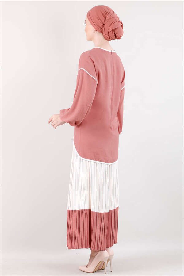 Striped Skirt Suit Dried Rose