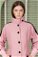 Striped Sleeve Stamp Coat Pink - Thumbnail