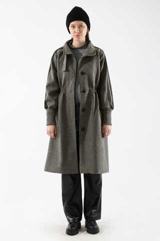 Zulays - Striped Sleeve Stamp Coat Smoked