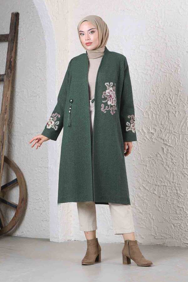 Tasseled Cachet Coat Dark Green