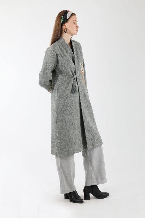 Tasseled Cachet Coat Grey