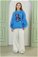 Zulays - Teddy Bear Embroidered Sweat Blue