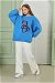 Teddy Bear Embroidered Sweat Blue - Thumbnail