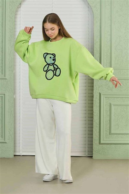 Teddy Bear Embroidered Sweat Green