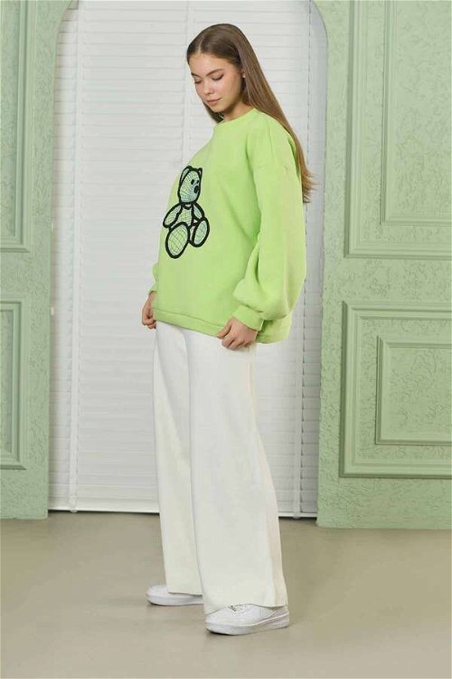 Teddy Bear Embroidered Sweat Green