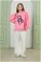 Teddy Bear Embroidered Sweat Pink - Thumbnail