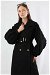 Trench With Frilled Sleeves Black - Thumbnail