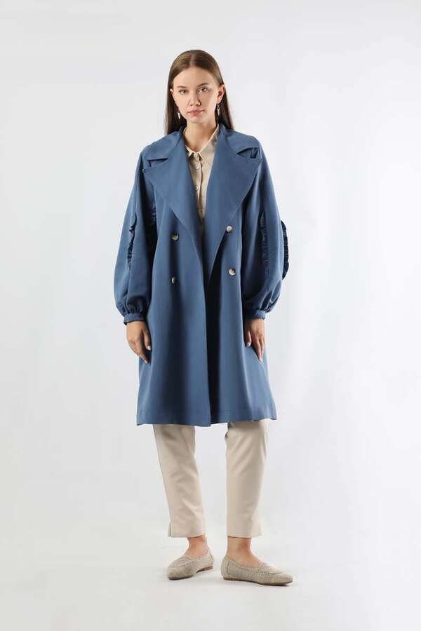Zulays - Trench With Frilled Sleeves İndigo