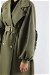 Trench With Frilled Sleeves Khaki - Thumbnail