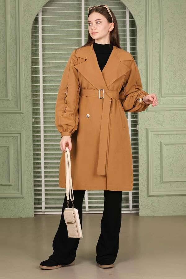 Zulays - Trench With Frilled Sleeves Tan
