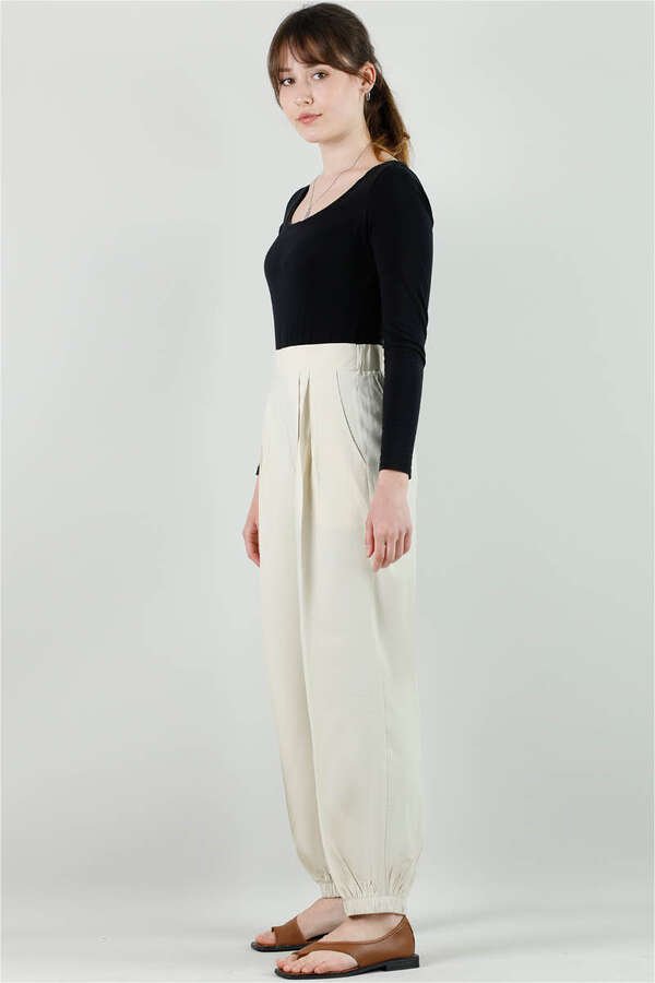 Trousers With Elastic Legs Stone