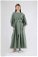 Tül Detaylı Büzgülü Elbise Mint - Thumbnail
