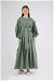 Tül Detaylı Büzgülü Elbise Mint - Thumbnail