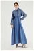 Tül Detaylı Elbise Mavi - Thumbnail