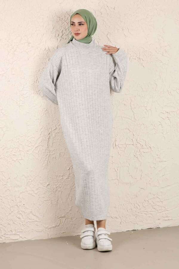 Throated Knitwear Dress Gray