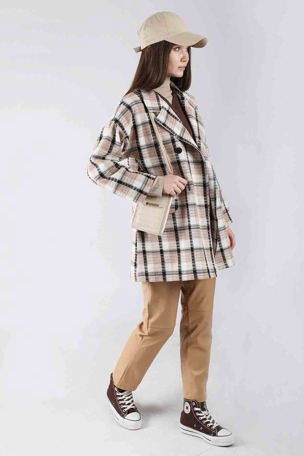 Tweed Plaid Blazer Jacket Mink