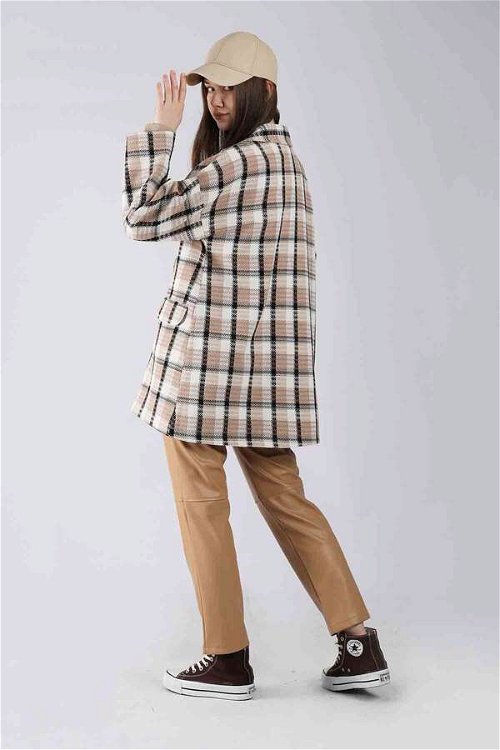 Tweed Plaid Blazer Jacket Mink