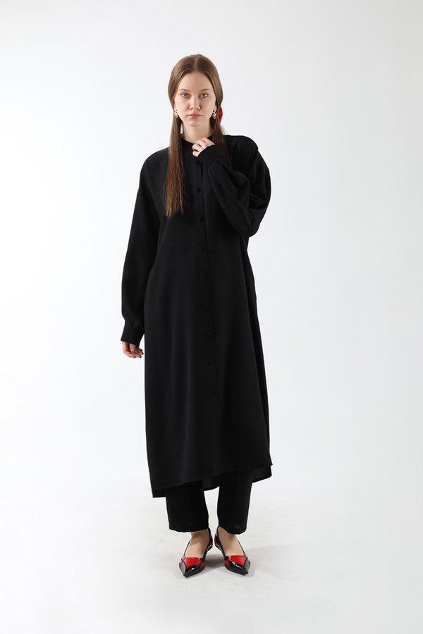Zulays - Uzun Oversize Tunik Siyah