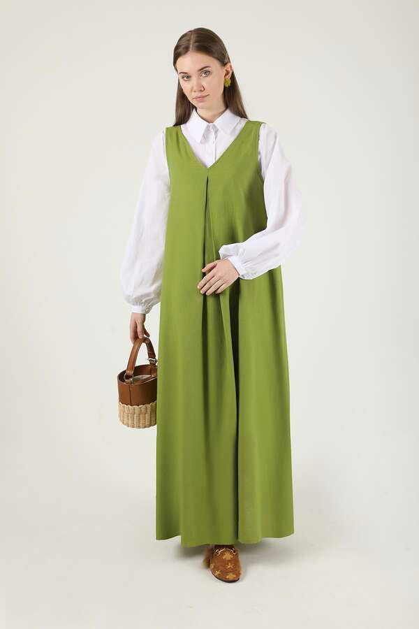 Zulays - V Neck Gilet Oil Green